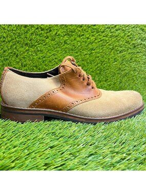 Cole Haan Tan and Light Brown Suede Leather Wingtip Oxford